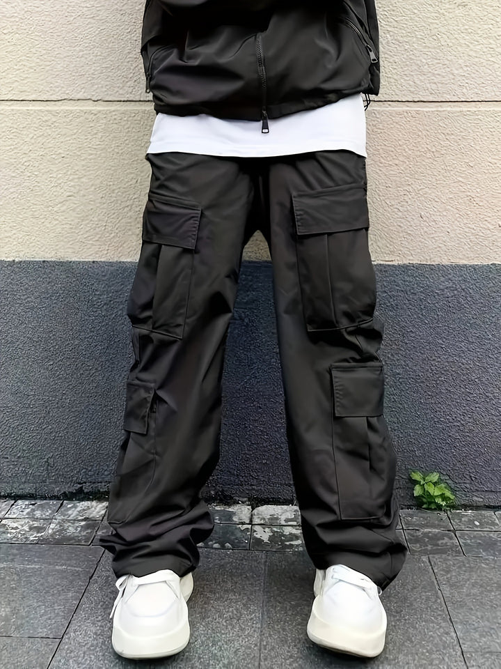 Men's functional cargo pants with versatile pockets and elastic waistband Lisslune