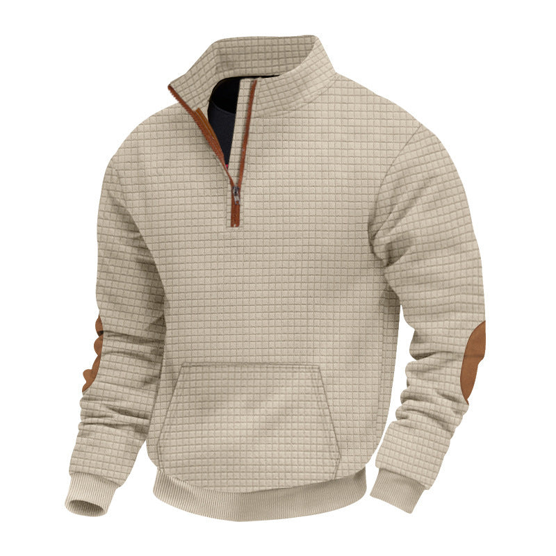 Men's structured fleece pullover with stylish stand-up collar Lisslune