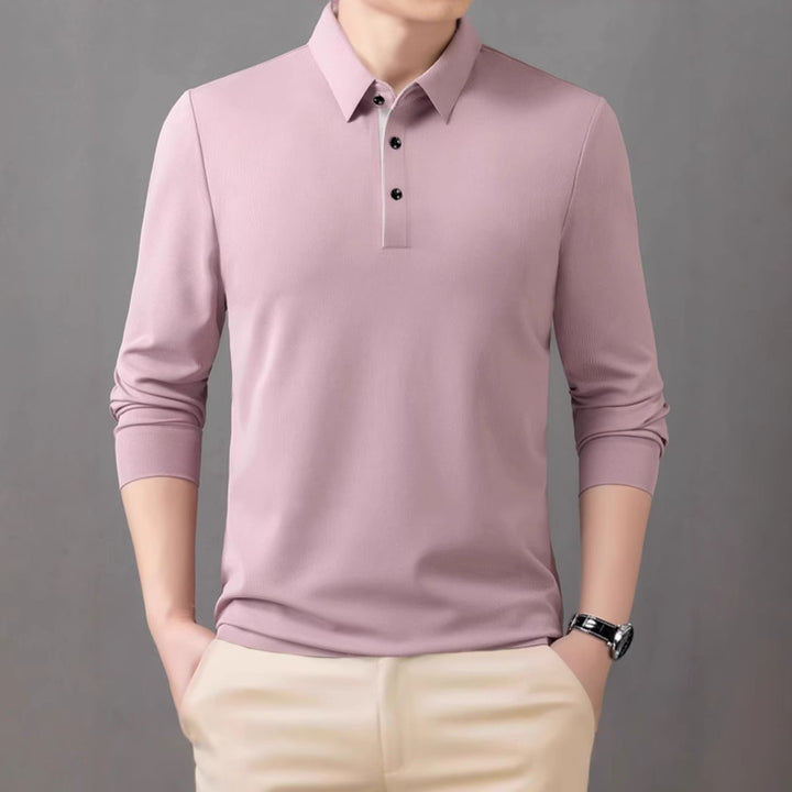 Men's comfortable long-sleeve polo shirt with elegant collar Lisslune
