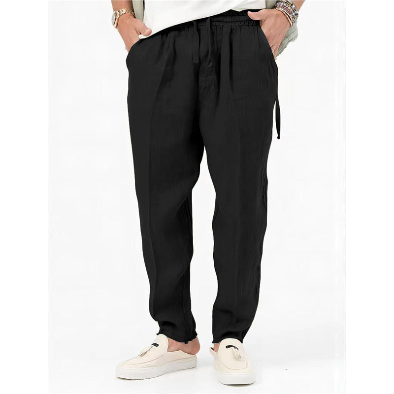 Men's airy summer pants with elastic waistband and side pockets Lisslune