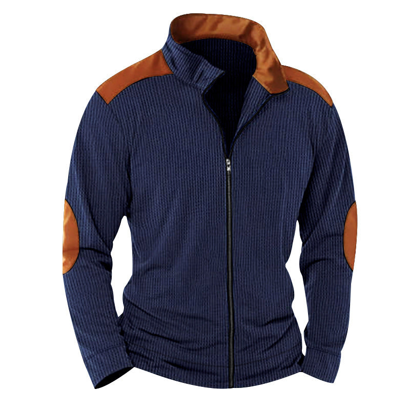 Men's quilted jacket with high collar and leather applications Lisslune