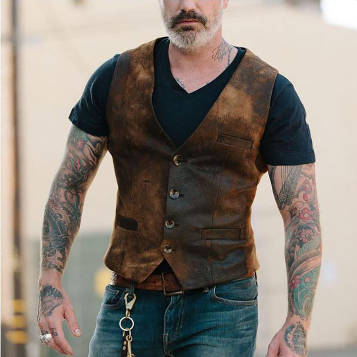 Men's Fashion Vest with Leather Straps by Lisslune
