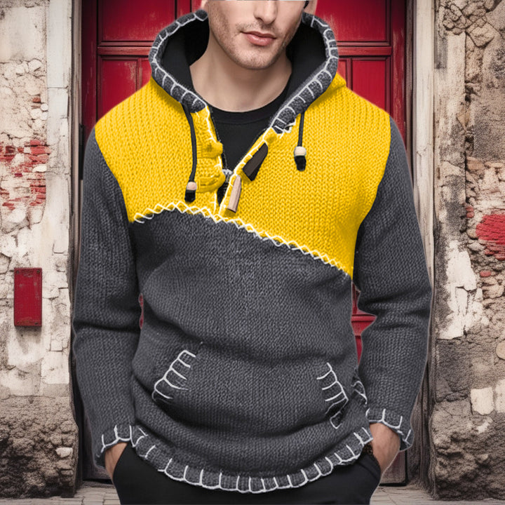Men's hoodie with unique zigzag pattern and high-quality knit structure Lisslune