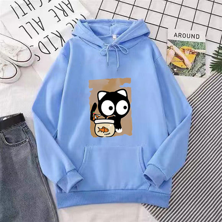 Women's hooded sweatshirt with cute cat design Lisslune