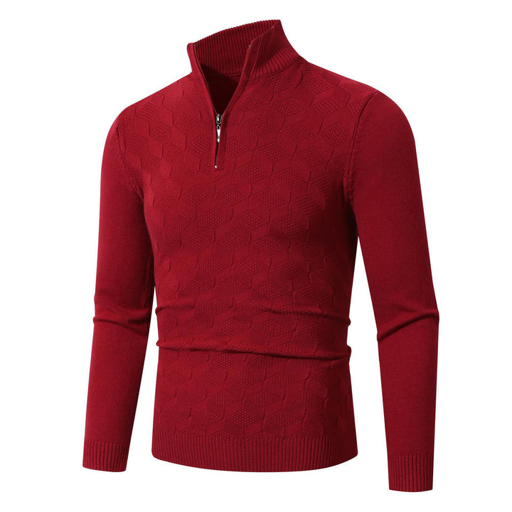 Men's casual sweater with half zipper and textured pattern Lisslune