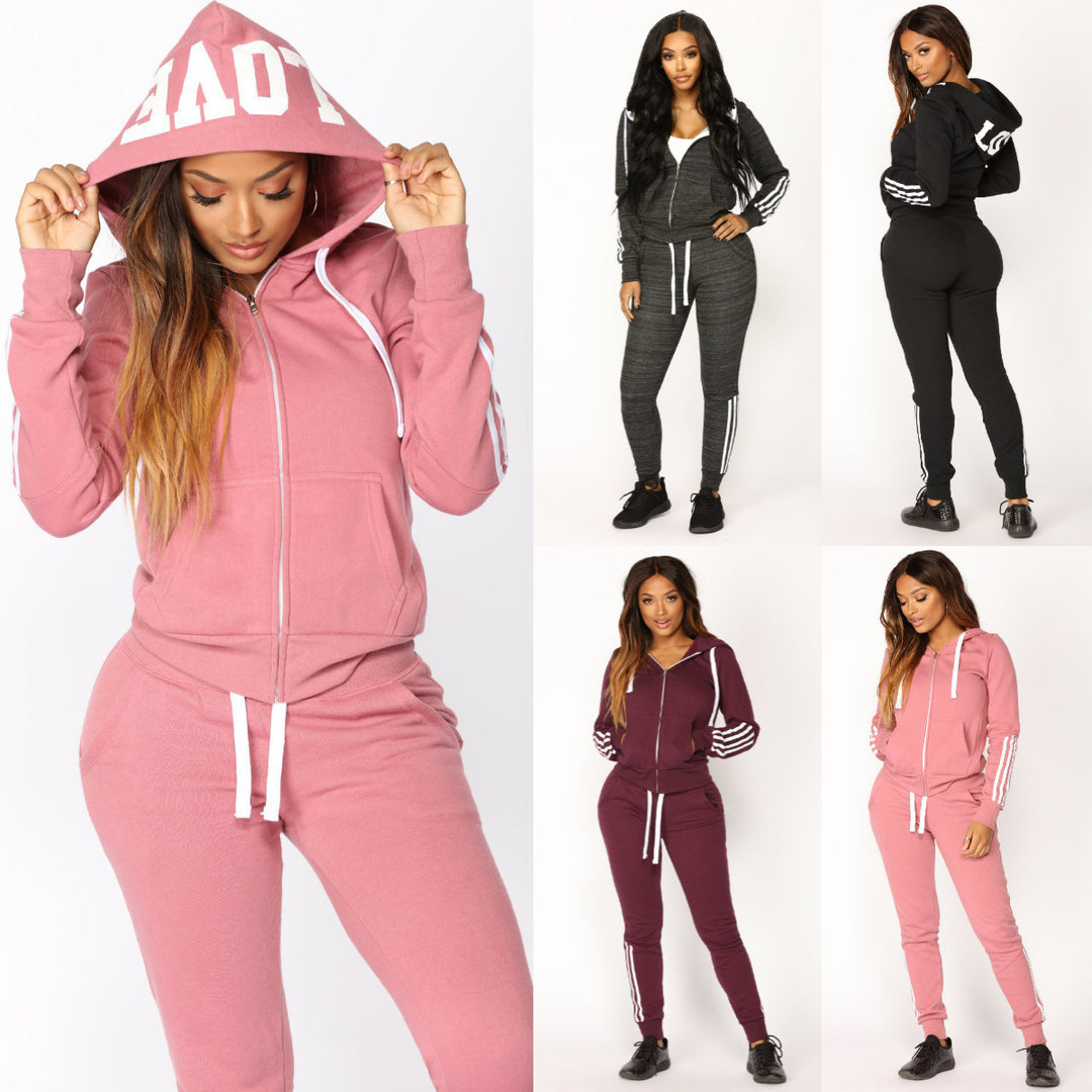 Women's sporty hoodie jumpsuit with elastic waist and modern striped design Lisslune