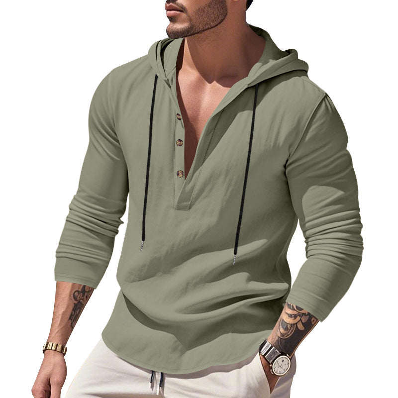 Men's stylish hooded shirt with button placket and casual fit Lisslune