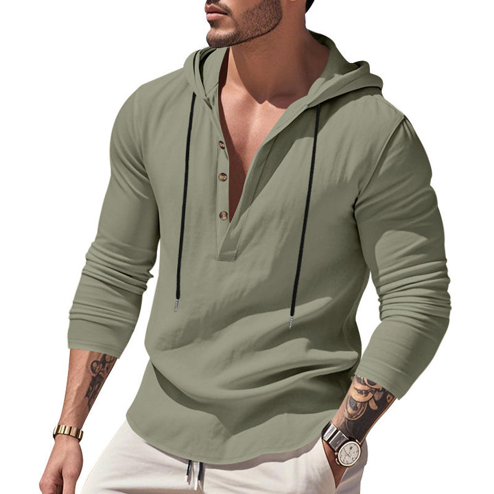 Men's stylish hooded shirt with button placket and casual fit Lisslune