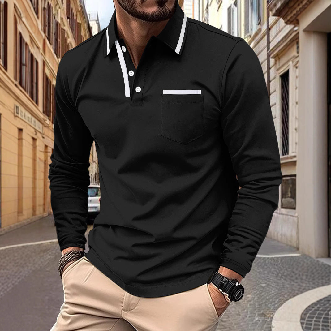 Men's Long Sleeve Polo Shirt with Modern Design Lisslune
