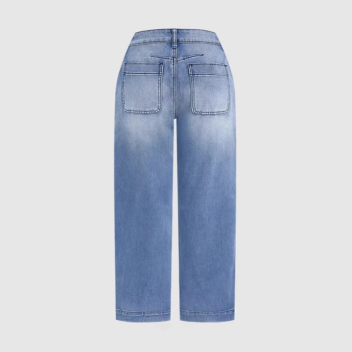 Women's loose jeans with stylish cropped cut and high waist