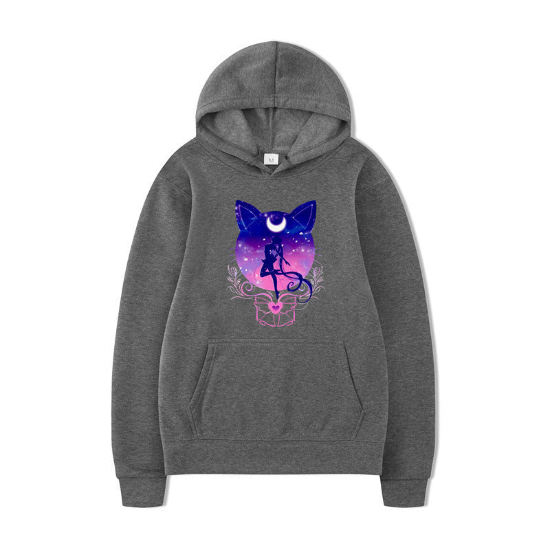 Women's hoodie with artistic cat design and comfortable fit Lisslune
