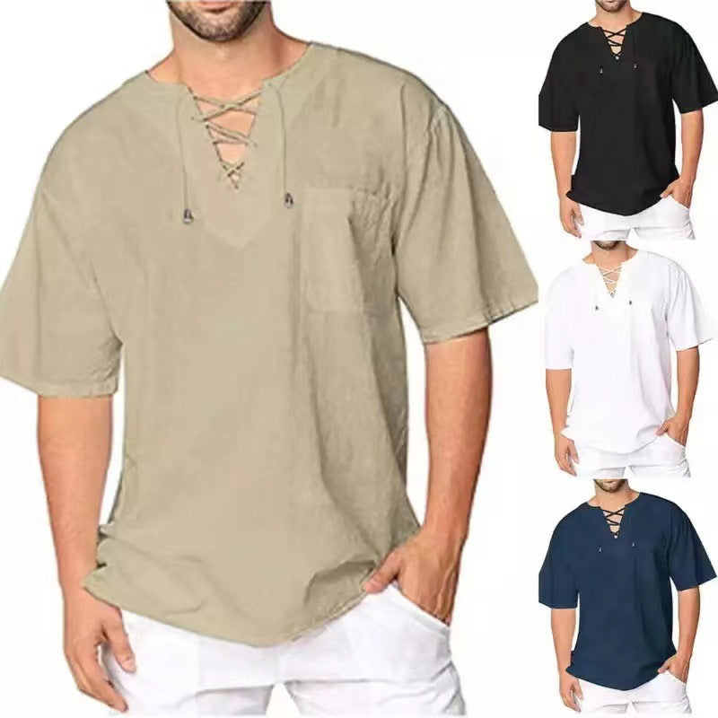 Men's lightweight top with modern lacing design and practical chest pocket Lisslune