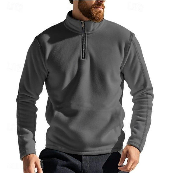 Men's fleece pullover with stand-up collar and half zipper Lisslune