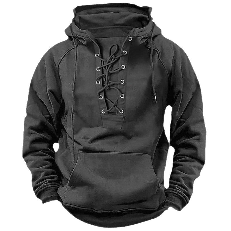 Men's hoodie with trendy lacing Lisslune