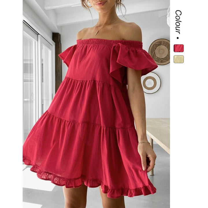 Ladies Off-Shoulder Casual Dress with Ruffle Details Lune London