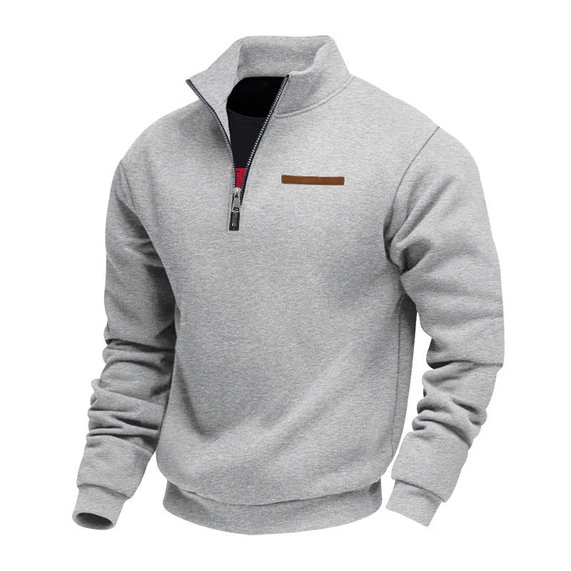 Men's fleece pullover with high collar and zipper Lisslune