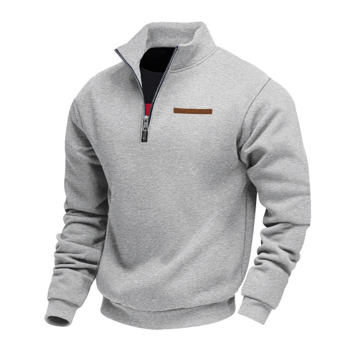 Men's fleece pullover with high collar and zipper Lisslune