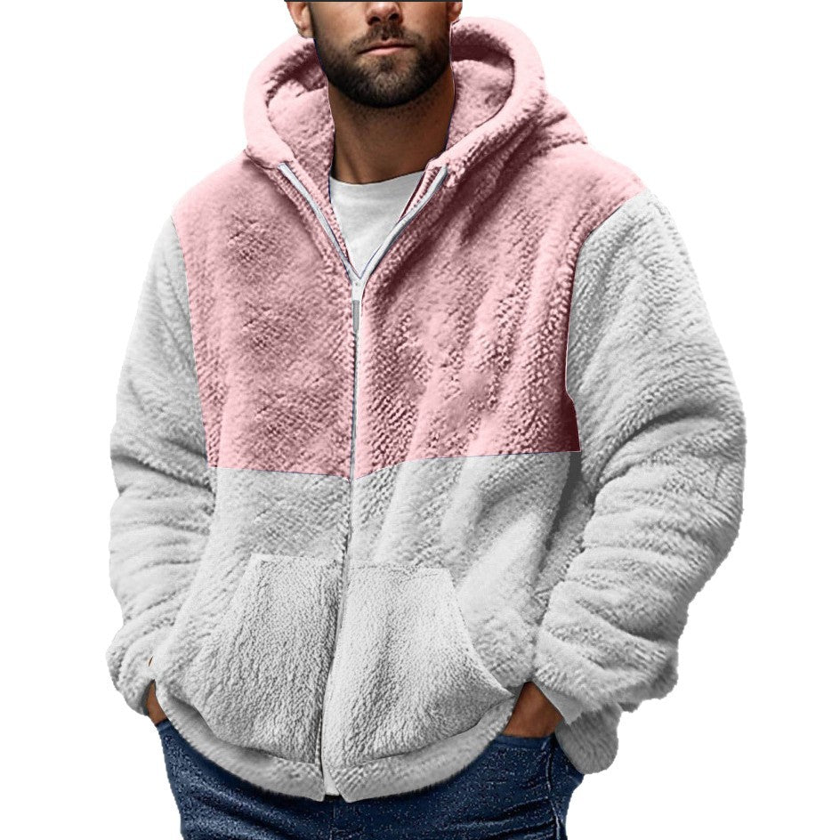 Men's cozy fleece jacket with practical pockets and high collar Lisslune