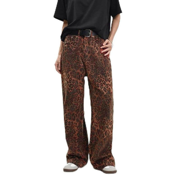 Women's leisure pants with leopard print and high waistband Lisslune