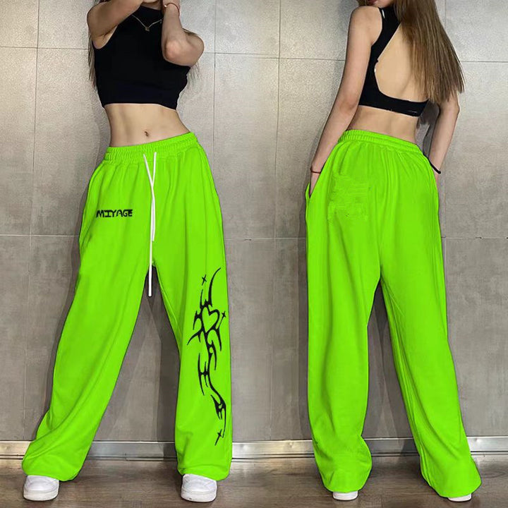 Women's casual leisure pants with a wide cut and striking graphic design Lisslune