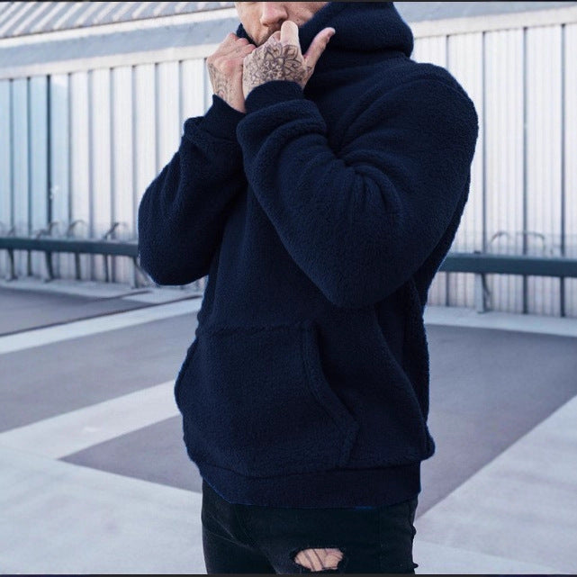 Men's hoodie made of soft teddy material with practical kangaroo pocket Lisslune