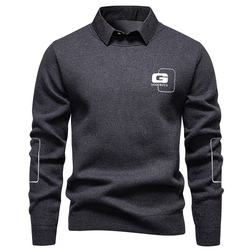 Men's elegant sweater with collar and fine knit pattern Lisslune