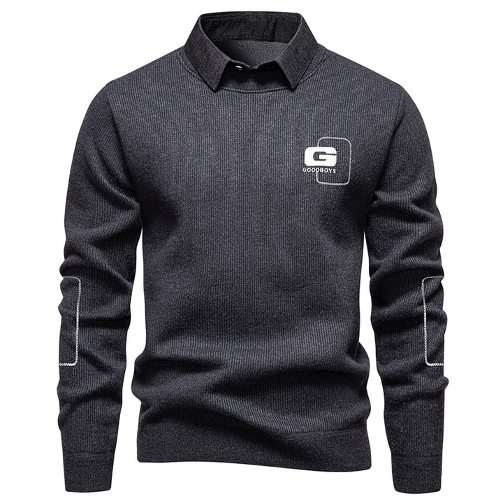 Men's elegant sweater with collar and fine knit pattern Lisslune