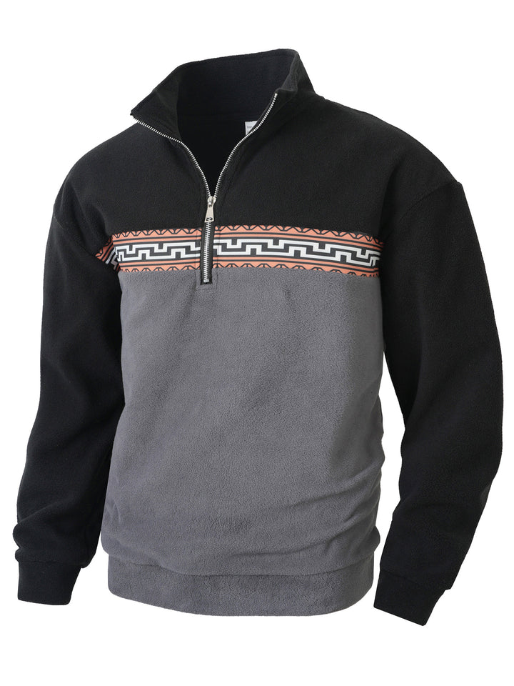 Men's fleece pullover with fashionable stand-up collar Lisslune