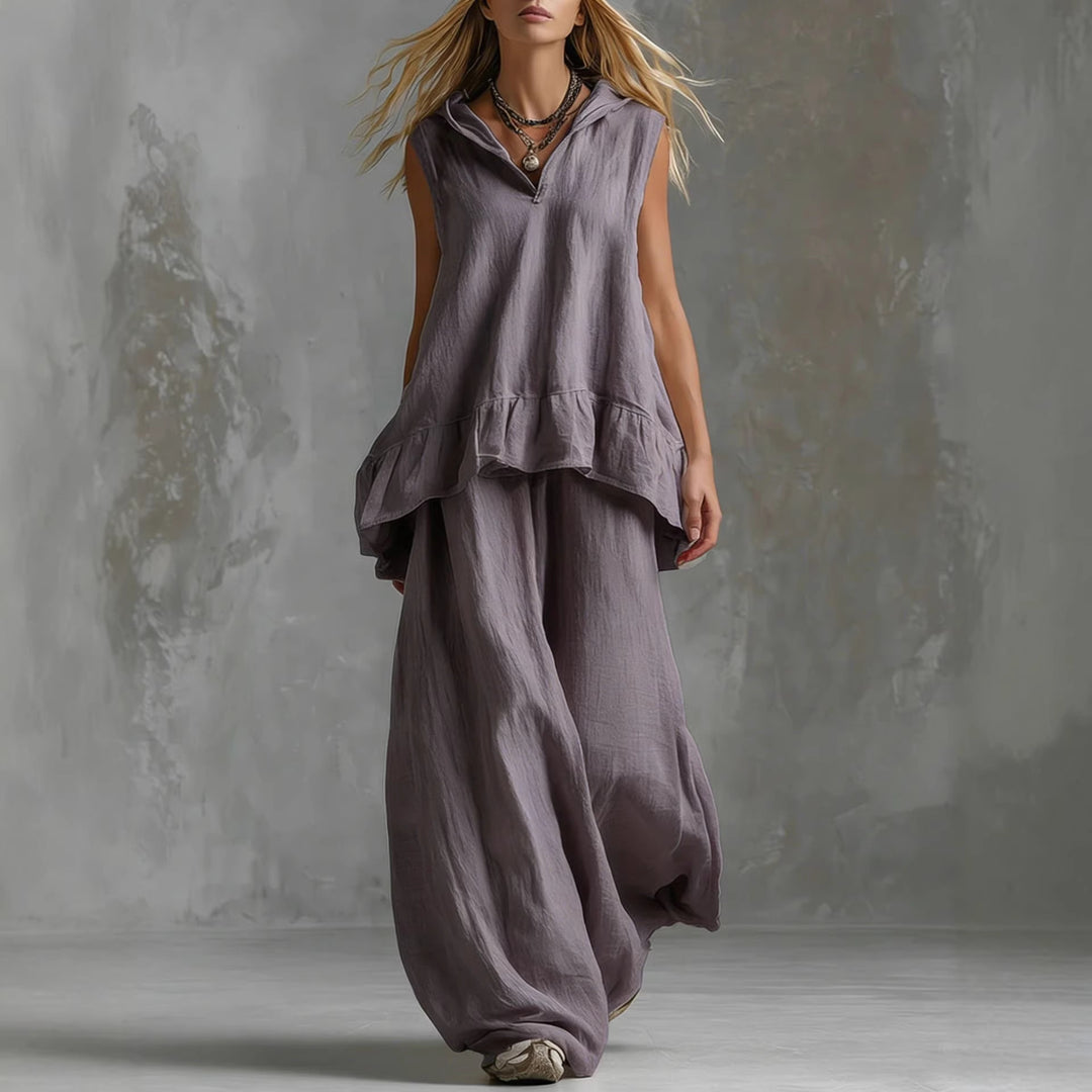 Women's Casual Long Sleeve Blouse with Ruffles and Hood Lisslune