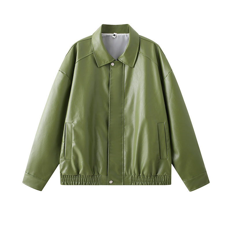 Men's elegant synthetic leather jacket with elastic waistband Lisslune
