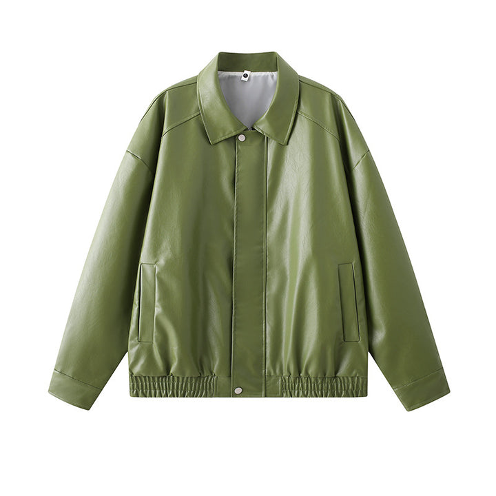 Men's elegant synthetic leather jacket with elastic waistband Lisslune