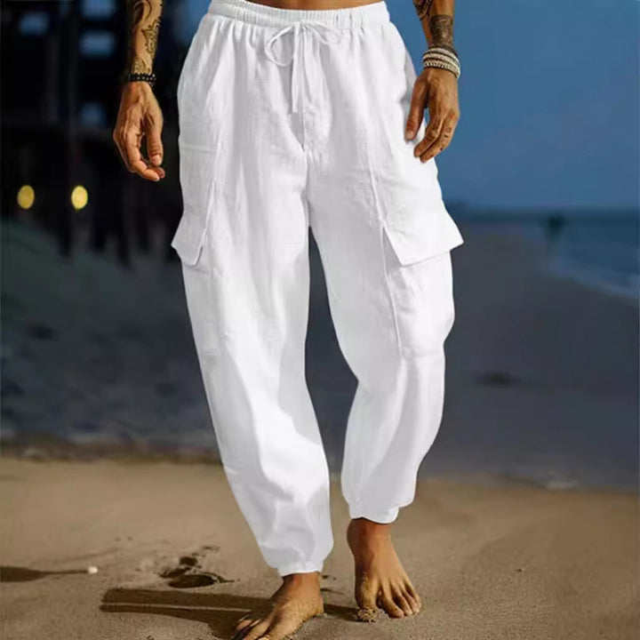 Men's cargo pants with elastic waistband and practical side pockets Lisslune