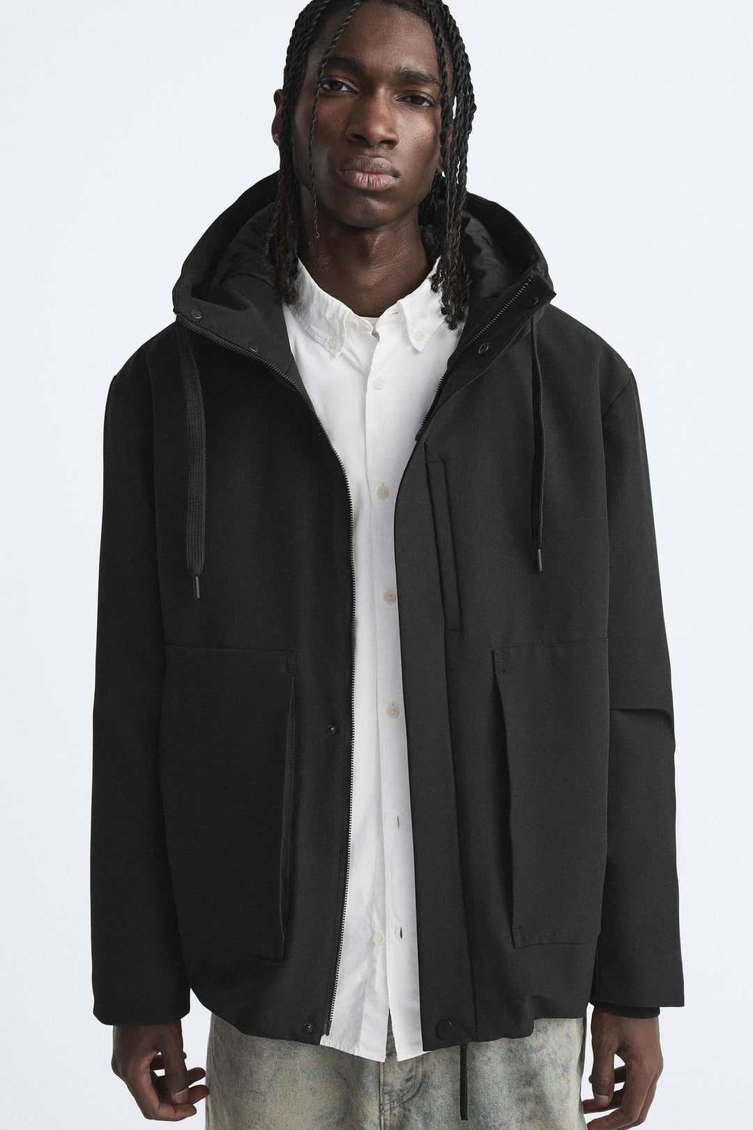 Men's modern water-repellent jacket with hood and practical pockets Lisslune