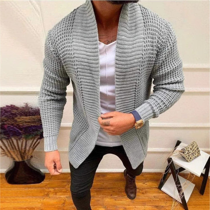 Men's cardigan with deep collar and textured design Lisslune