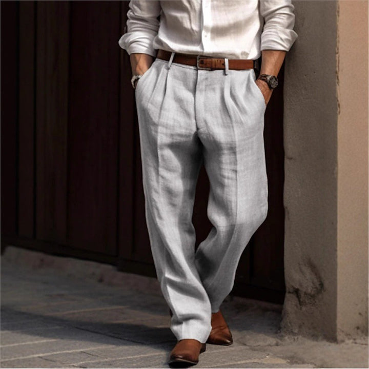 Men's elegant linen trousers with a relaxed fit and practical pockets Lisslune
