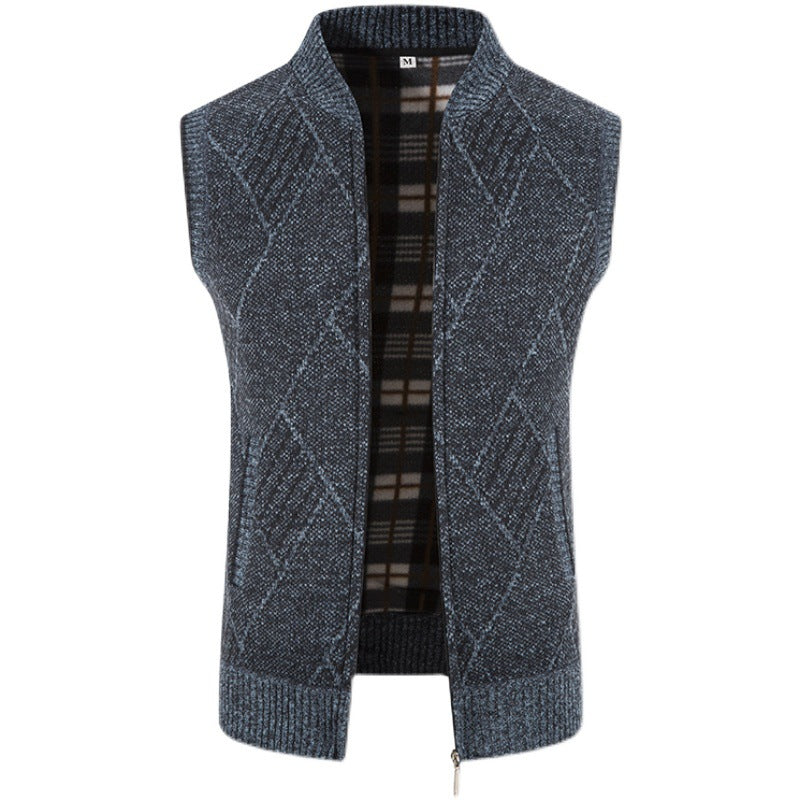 Men's fashionable knitted vest with textured diamond pattern Lisslune