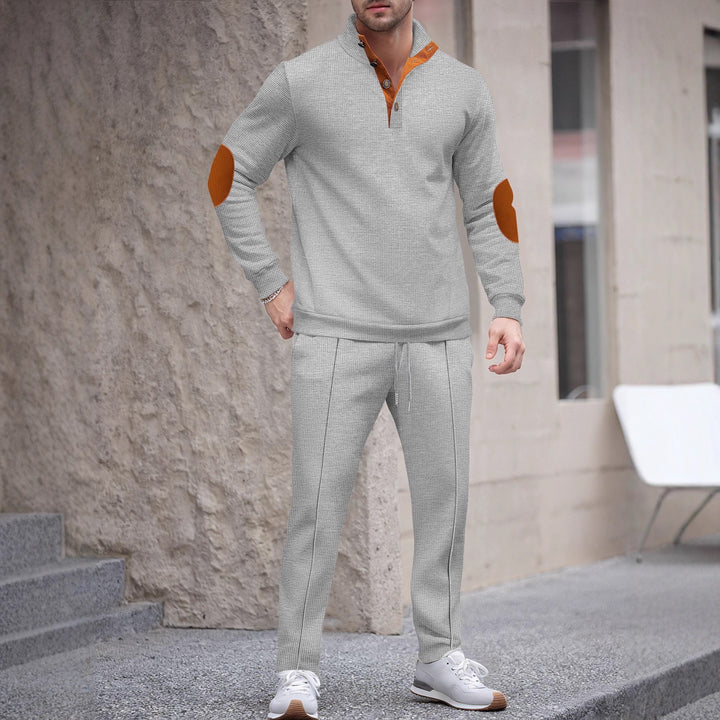 Men's sporty set with modern collar and elegant applications Lisslune