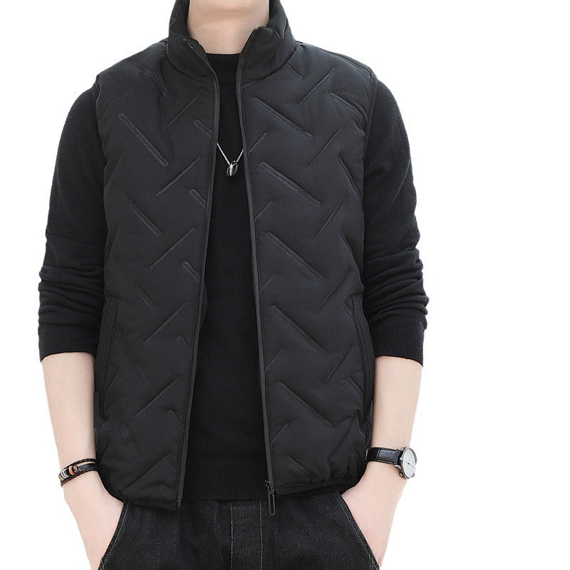 Men's Lightweight Quilted Vest with High Collar and Modern Accents Lisslune