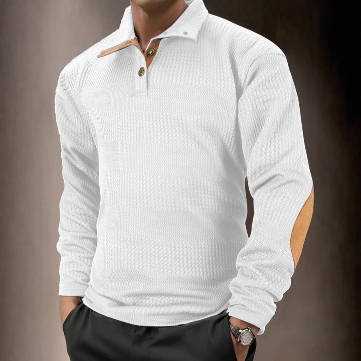 Men's structured long sleeve polo shirt with high-quality contrast elements Lisslune