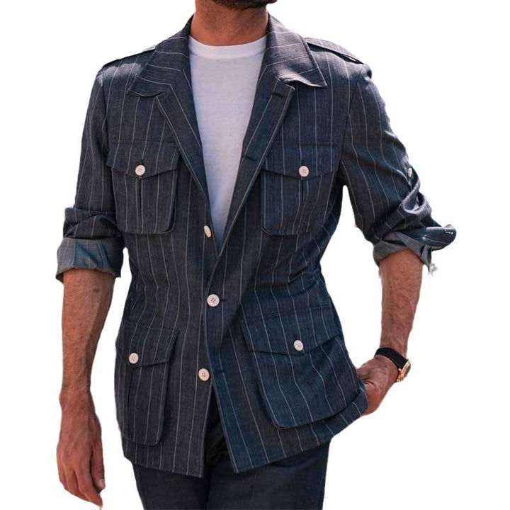 Men's modern striped utility jacket Lisslune
