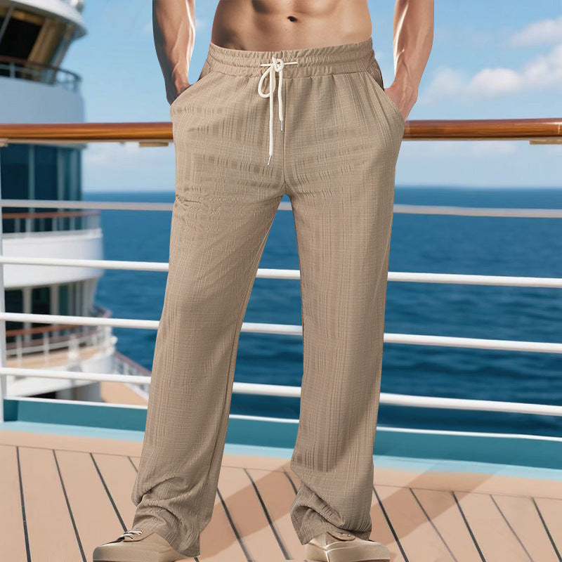 Men's Casual Leisure Pants with Elastic Waistband and Adjustable Drawstring Lisslune
