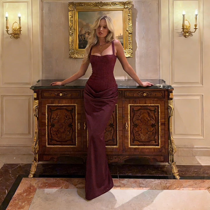 Ladies evening dress in elegant vintage style with shimmering accents