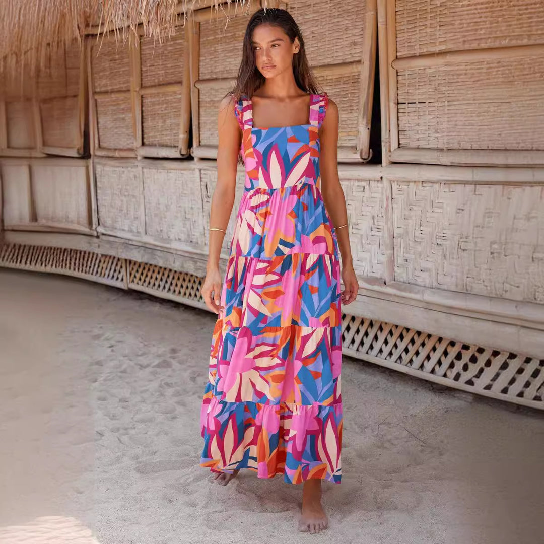 Women's maxi dress with voluminous skirt and delicate ruffle details Lisslune