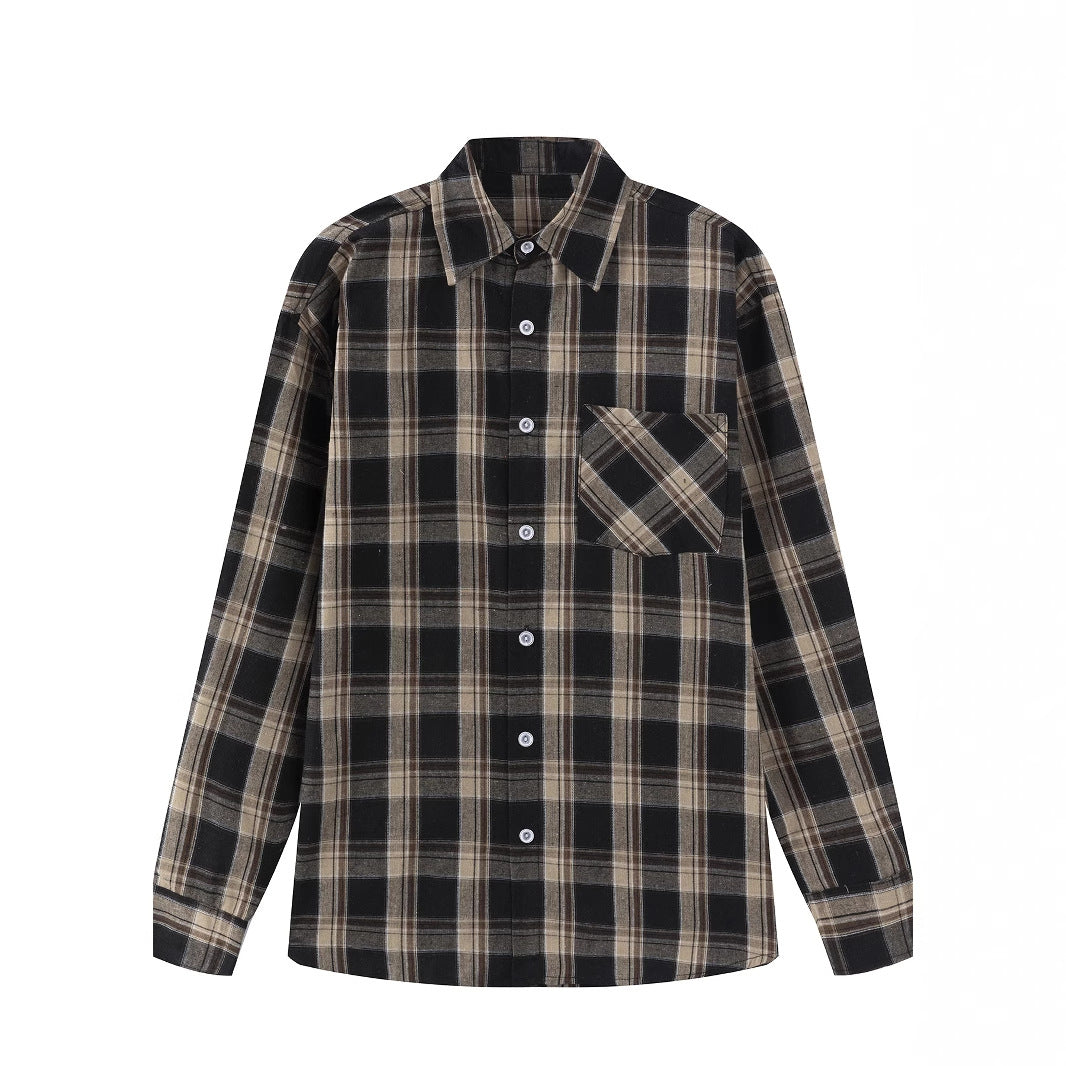 Men's Casual Long Sleeve Shirt with Checked Pattern Lisslune