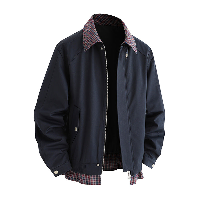 Men's fashionable transitional jacket with stylish checked lining Lisslune
