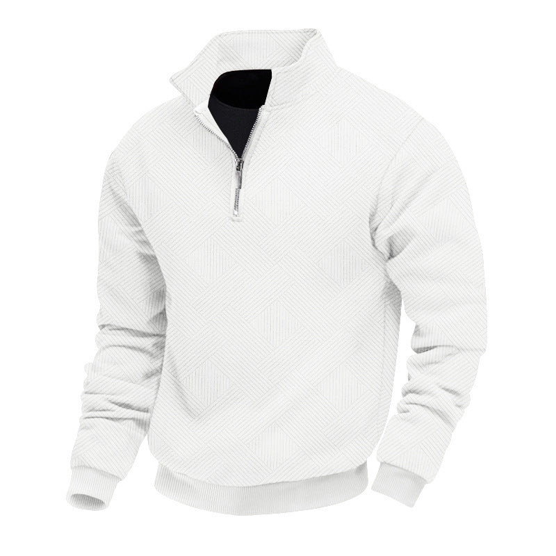 Men's fashionable stand-up collar sweater with textured material Lisslune