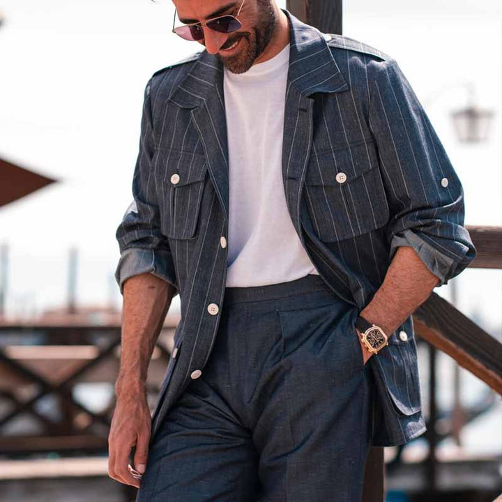 Men's modern striped utility jacket Lisslune