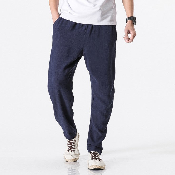 Men's casual harem pants made of breathable linen material Lisslune
