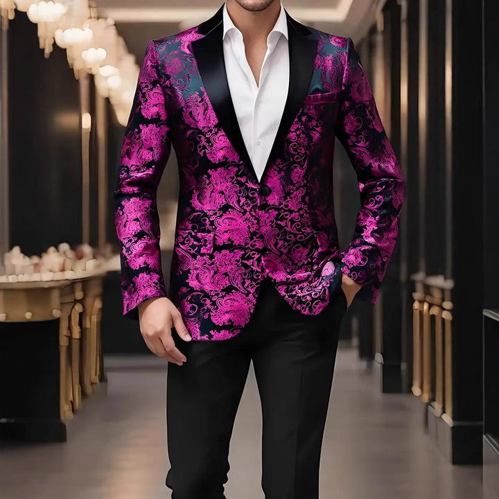 Men's extravagant sequin blazer with floral design Lisslune