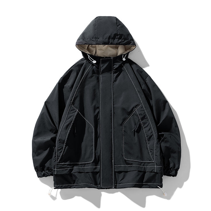 Men's windproof practical outdoor jacket with adjustable hood and large pockets Lisslune